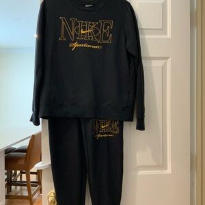 Nike Black and Gold Sweatshirt and Pants Set
